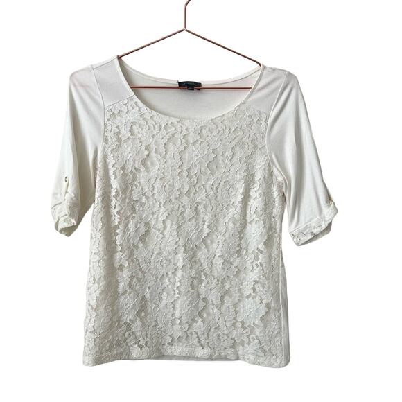 The Limited Lace Harper Top raglan half short sleeve Off White Ivory - Picture 1 of 5